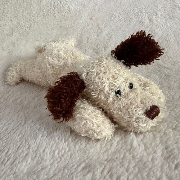 Mary Meyer Scruffy Shaggy Puppy Dog Cream Brown 9” Laying Flat Plush Stuffed Toy - Picture 1 of 6